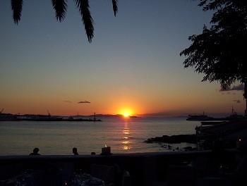 Romantischer Sonnenuntergang auf Mykonos